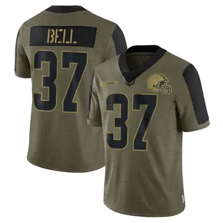Cleveland Browns Men's D'Anthony Bell Limited 2021 Salute To Service Jersey - Olive