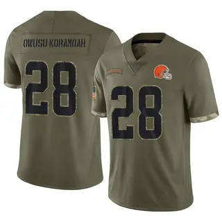 Cleveland Browns Men's Jeremiah Owusu-Koramoah Limited 2022 Salute To Service Jersey - Olive