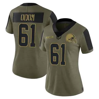 Cleveland Browns Women's Chris Odom Limited 2021 Salute To Service Jersey - Olive