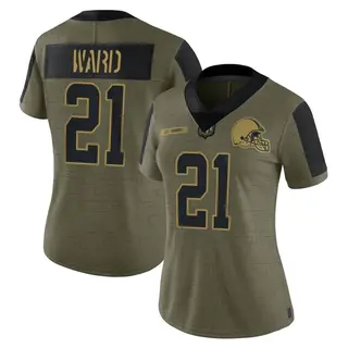 Cleveland Browns Women's Denzel Ward Limited 2021 Salute To Service Jersey - Olive