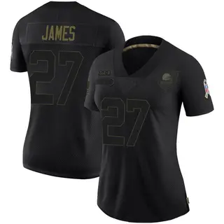 Cleveland Browns Women's LaMareon James Limited 2020 Salute To Service Jersey - Black