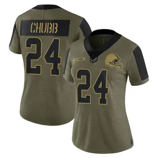 Cleveland Browns Women's Nick Chubb Limited 2021 Salute To Service Jersey - Olive
