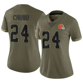 Cleveland Browns Women's Nick Chubb Limited 2022 Salute To Service Jersey - Olive