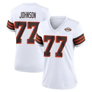 Cleveland Browns Women's Zion Johnson Game 1946 Collection Alternate Jersey - White