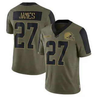 Cleveland Browns Youth LaMareon James Limited 2021 Salute To Service Jersey - Olive