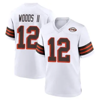 Cleveland Browns Youth Michael Woods II Game 1946 Collection Alternate Jersey - White