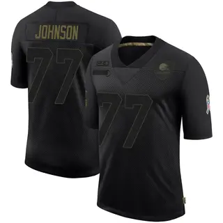 Cleveland Browns Youth Zion Johnson Limited 2020 Salute To Service Jersey - Black